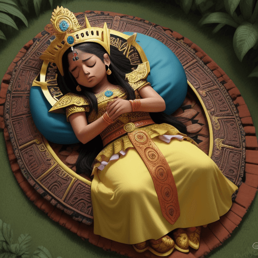 AI generated: princesa azteca hermosa durmiendo recostada sobre la tierra