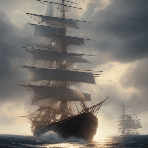 AI generated: Photo of a ultra realistic sailing ship, dramatic light, pale sunrise, cinematic lighting, battered,...