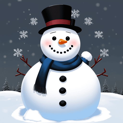 AI generated: handsome anime snowman with suit and glesses 