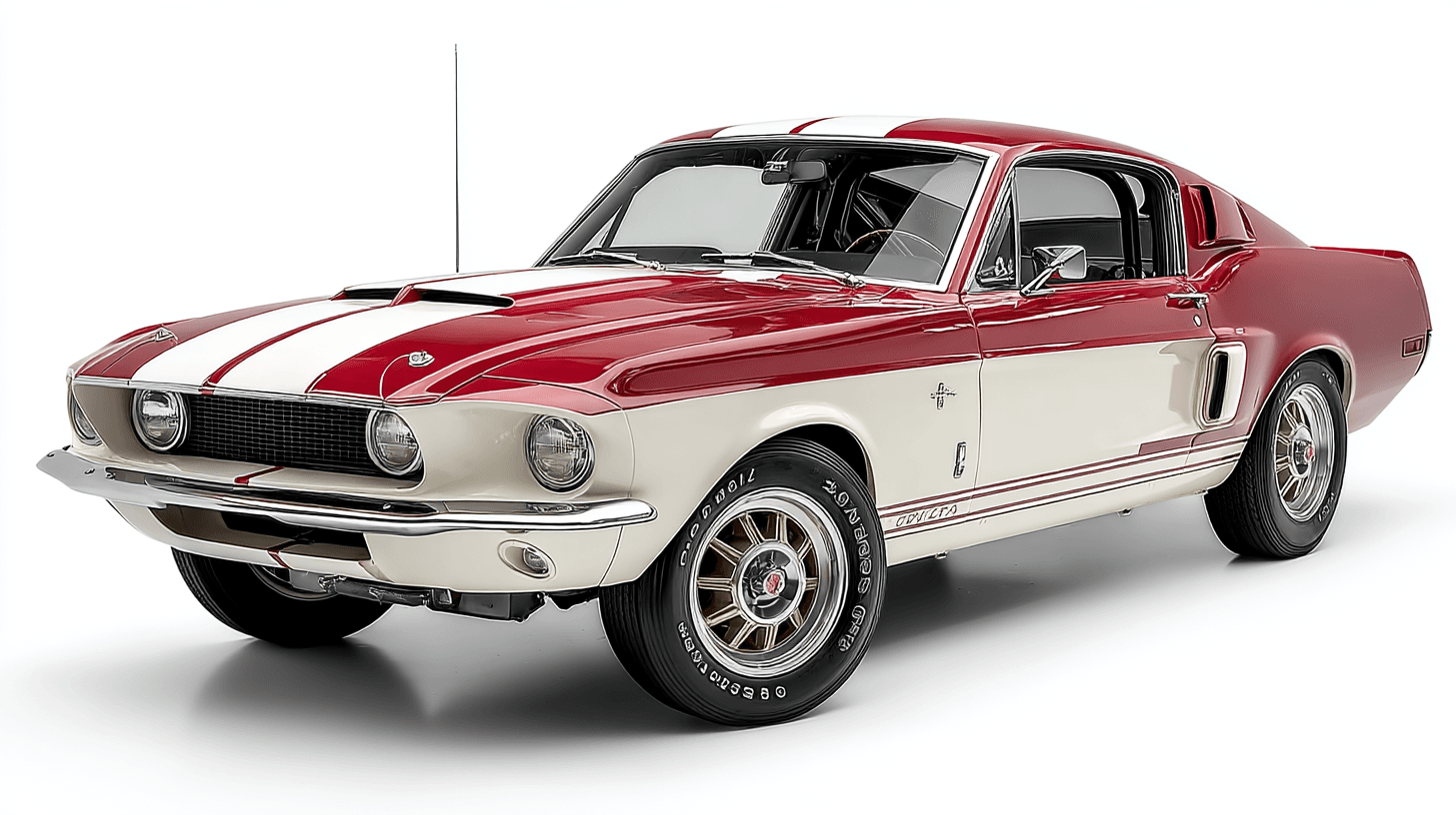 AI generated: A detailed 1967 Shelby GT500 Mustang clipart, , and a, isolated on a white background
