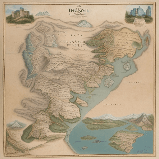 AI generated: An intricately detailed and historically accurate ancient map of Ukraine from the XVI century, depic...
