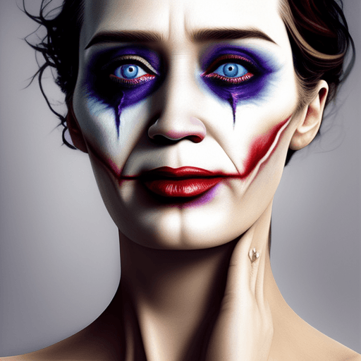 AI generated: emily blunt, joker makeup