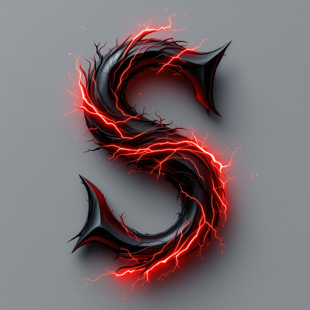 AI generated: A 3D design featuring the initials "S" for "sANEKALA." Include a wide red line with a fiery effect. ...