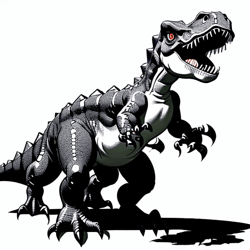 AI generated: shadowless dinosaur, line drawing