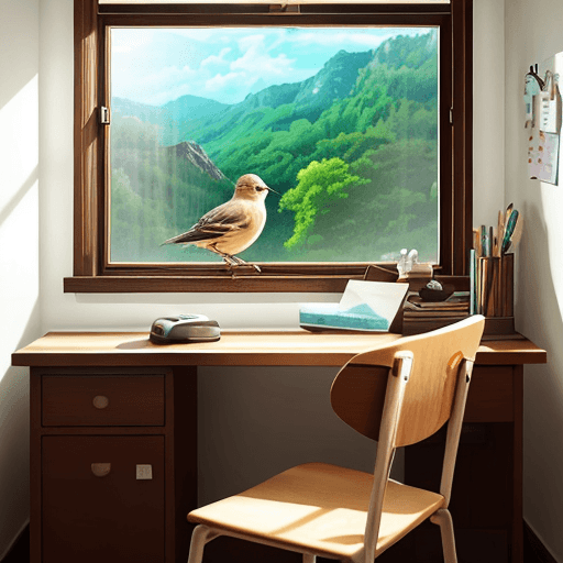 AI generated: 

realistic picture|beautiful heartwarming desk|window opening to a beautiful view by the desk|tiny ...