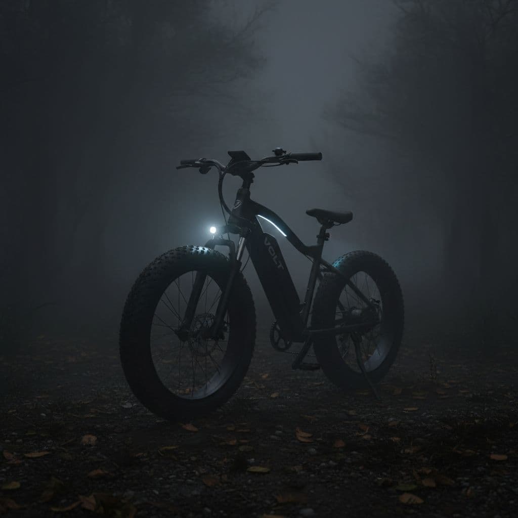 AI generated: Fat tyre electric cycle in foggy black background


