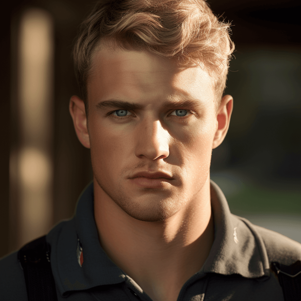 AI generated: german soldier, world war 2, standing, blonde hair, blue eyes, standing, perfect skin, no blemishes,...