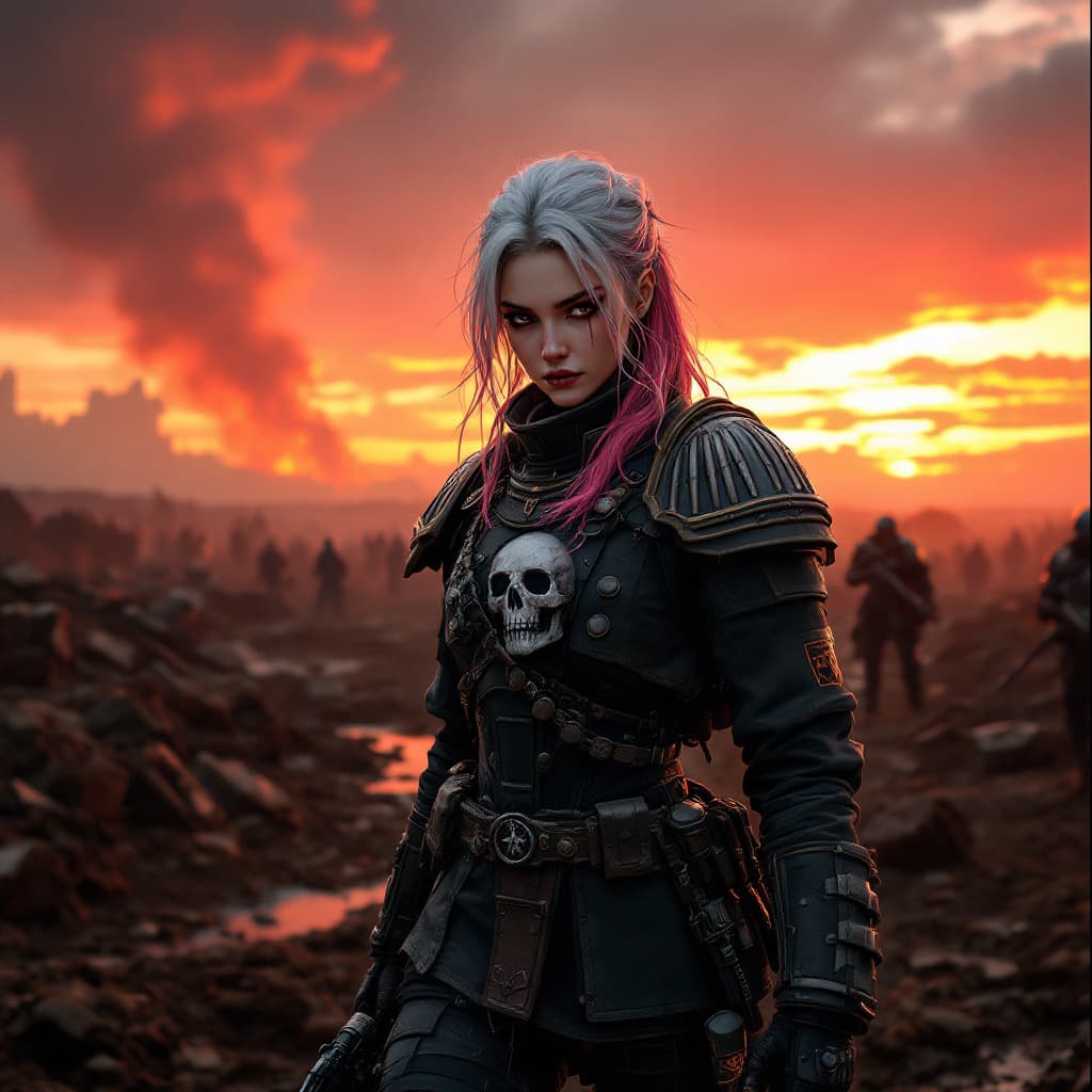 AI generated: A photorealistic (portrait:1.5), (warhammer 40k) warfare masterpiece with intricate details and the ...