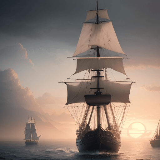 AI generated: Photo of a ultra realistic sailing ship, dramatic light, pale sunrise, cinematic lighting, battered,...