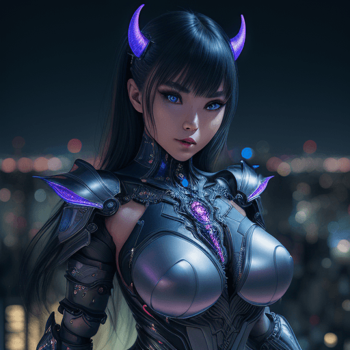 AI generated: hyper-detailed girl in dark armor, elegance, beauty, mysticism, in the style of a magician, A female...