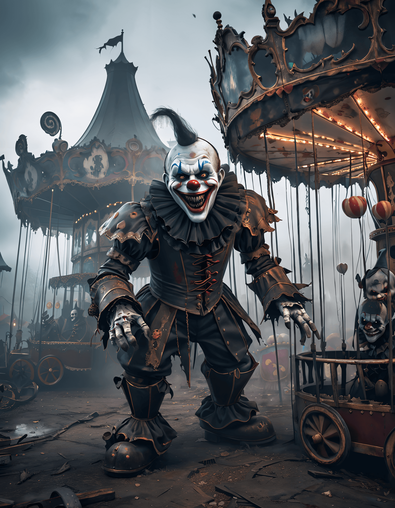 AI generated: Dark overgrown carnival Masterpiece, Best Quality, It's only rock and roll , but I like it . , 8k, U...