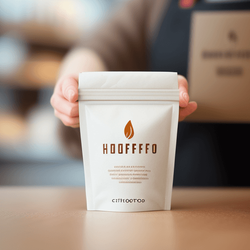 AI generated: A stunning product mockup of Hillkoff Low Carbon Coffee showcasting hands holding the packaging agai...