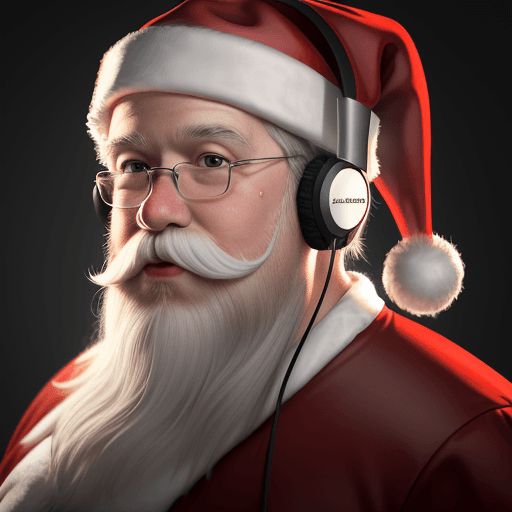 AI generated: self portrait of Santa clause with headphones on,8k, --upbeta --v 4 --q 0.5