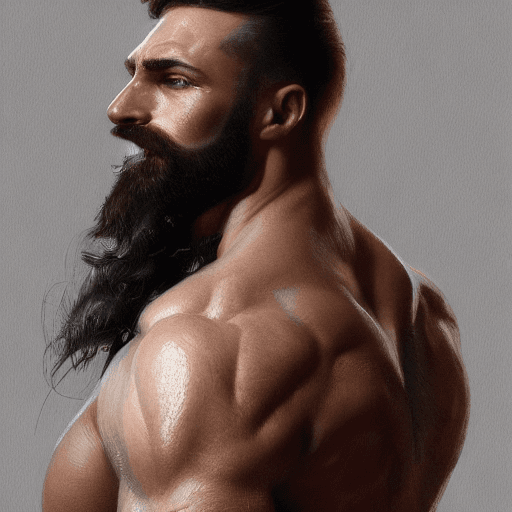 AI generated: portrait of a bearded man with hazel eyes, hazel colored eyes, handsome, muscular, intricate, elegan...