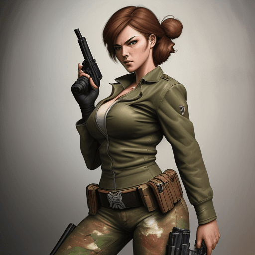 AI generated: an image of an animation character holding a gun, in the style of womancore, comic art, realistic oi...