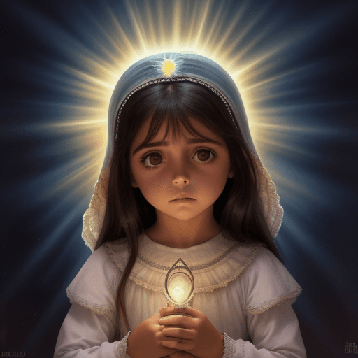 AI generated: una niña triste rodeada de mucha luz 