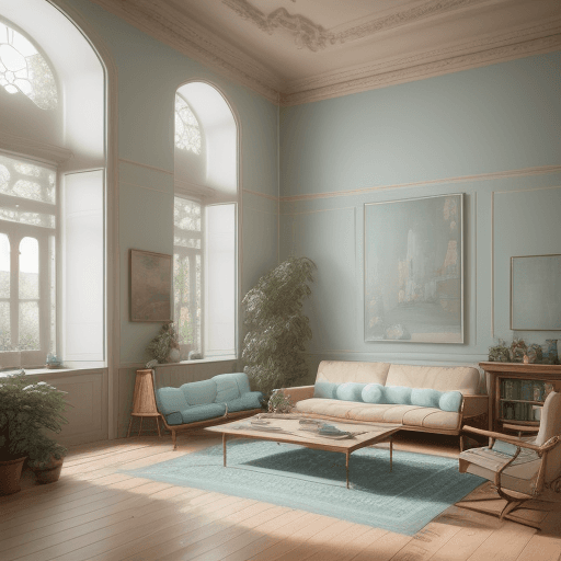 AI generated: High resolution photography interior design, dreamy sunken living room conversation pit, wooden floo...