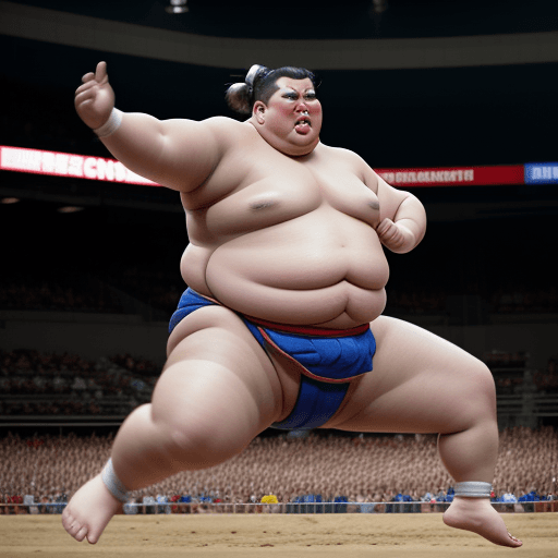 AI generated: Sumo wrestler Donald Trump in the arena, sports action shot, shot on Sony Alpha, jumping