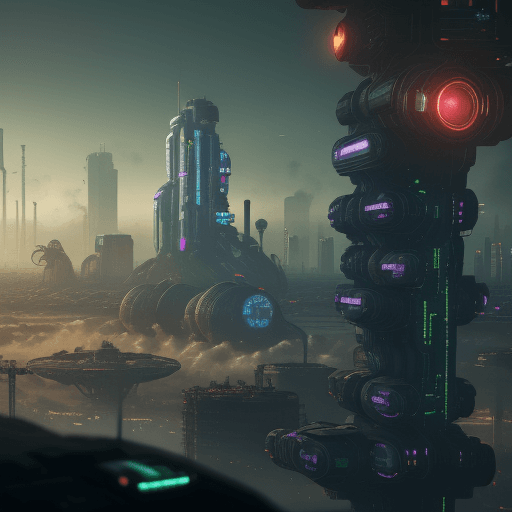 AI generated: Foreground icons of: Energy, war, Ecology, Economy, Health and Technology. Background is two possibl...