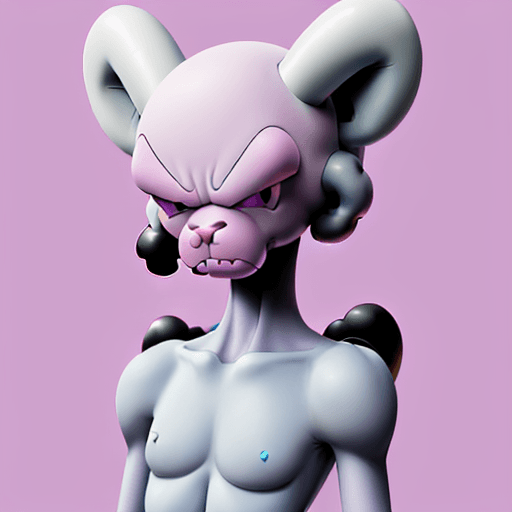 AI generated: Kaws style Mewtwo face NFT