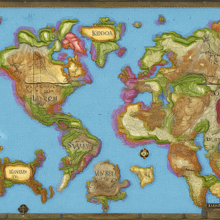 AI generated: World Map of Elandoria:

Before you unfolds the majestic world map of Elandoria, a diverse and capti...