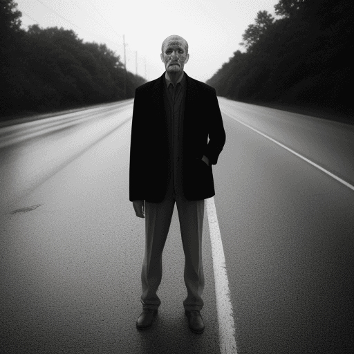 AI generated: Man standing on the road, shot on 70mm --ar 4:5 --s 50 --v 6.0 --style raw