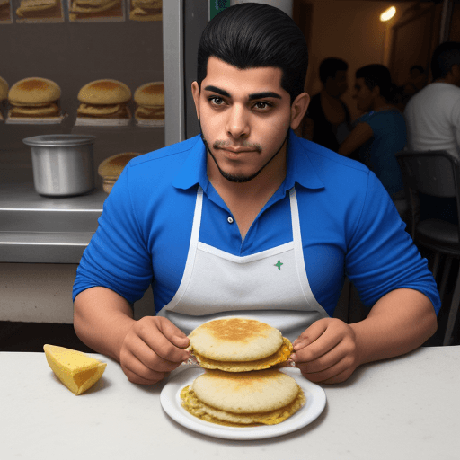 AI generated: esqueleto venezolano comiendo arepas