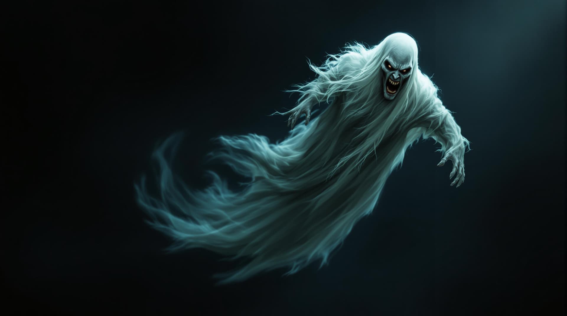 AI generated: A full-body angry looking old man ghost with a realistic mystic human face, floating in mid-air.  hi...
