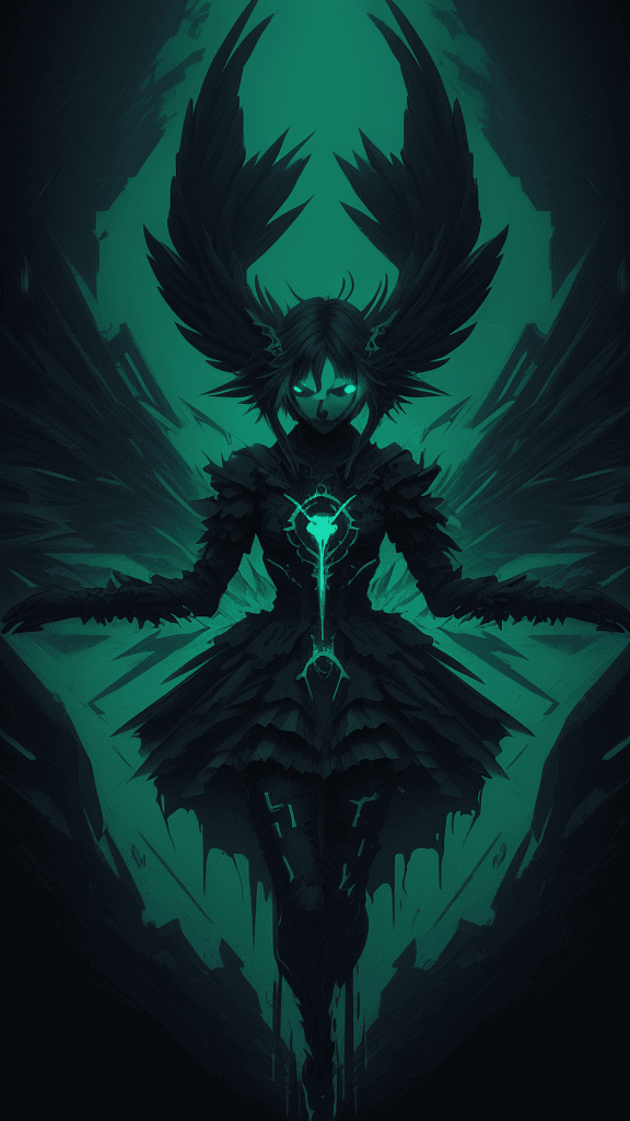 AI generated: digital art by zacharlta, in the style of green and cyan, angelcore, poster art, crowcore, depicts r...