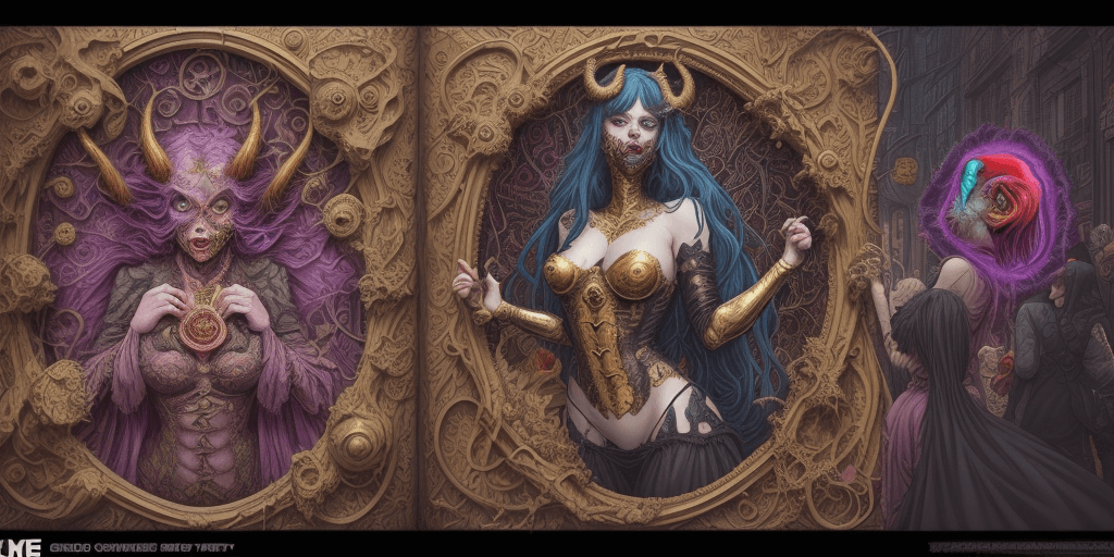 AI generated: (Text:"UNCUT"text)++++++, Comic Book Vibrancy, Forced Perspectives, Street art, (Pre-Raphaelite Beau...