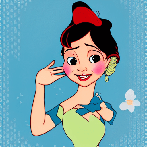 AI generated: mdjrny-v4 style portrait caricature of girl, in disney princess style