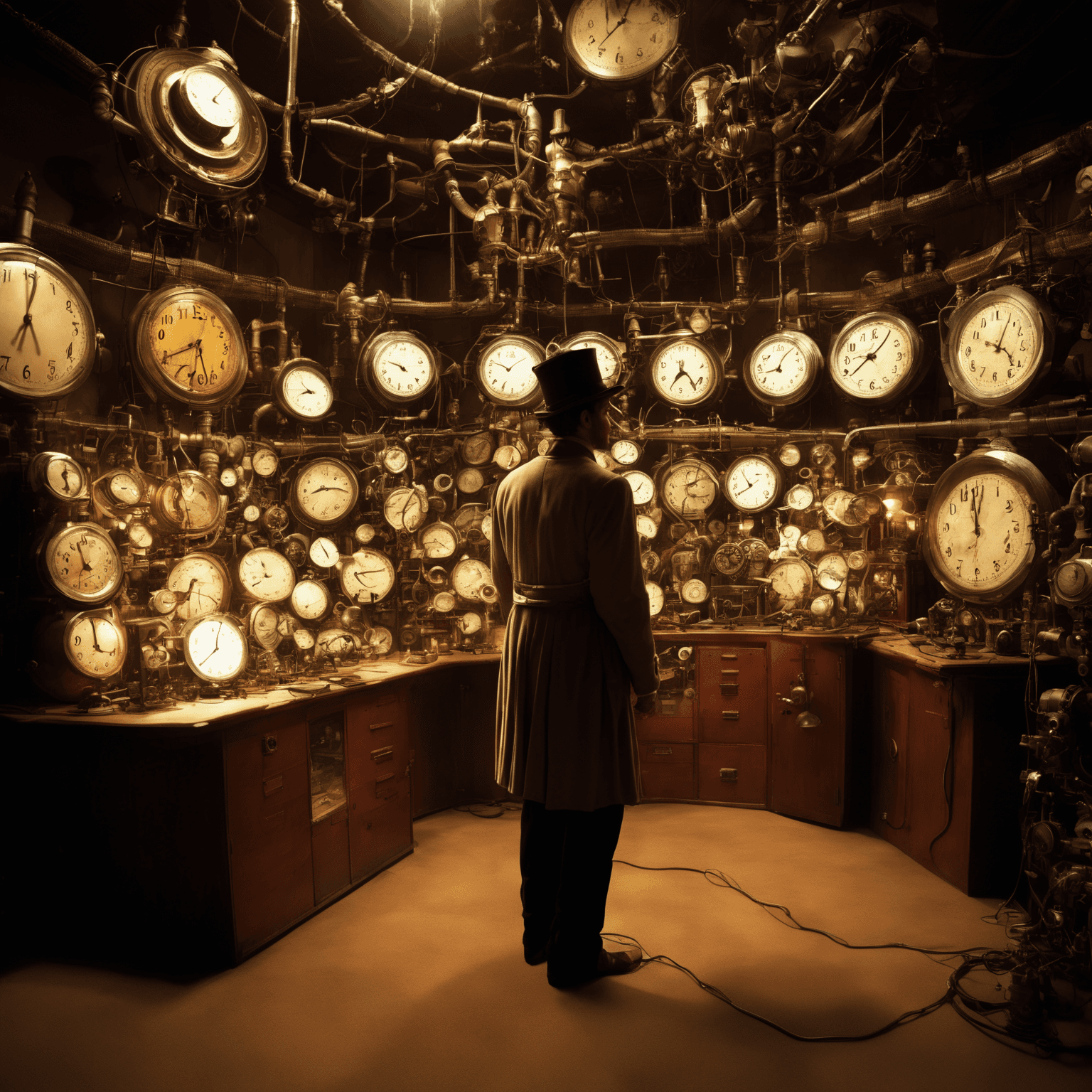 AI generated: A time-traveling inventor, aged 30, wearing an anachronistic mix of historical clothing and futurist...