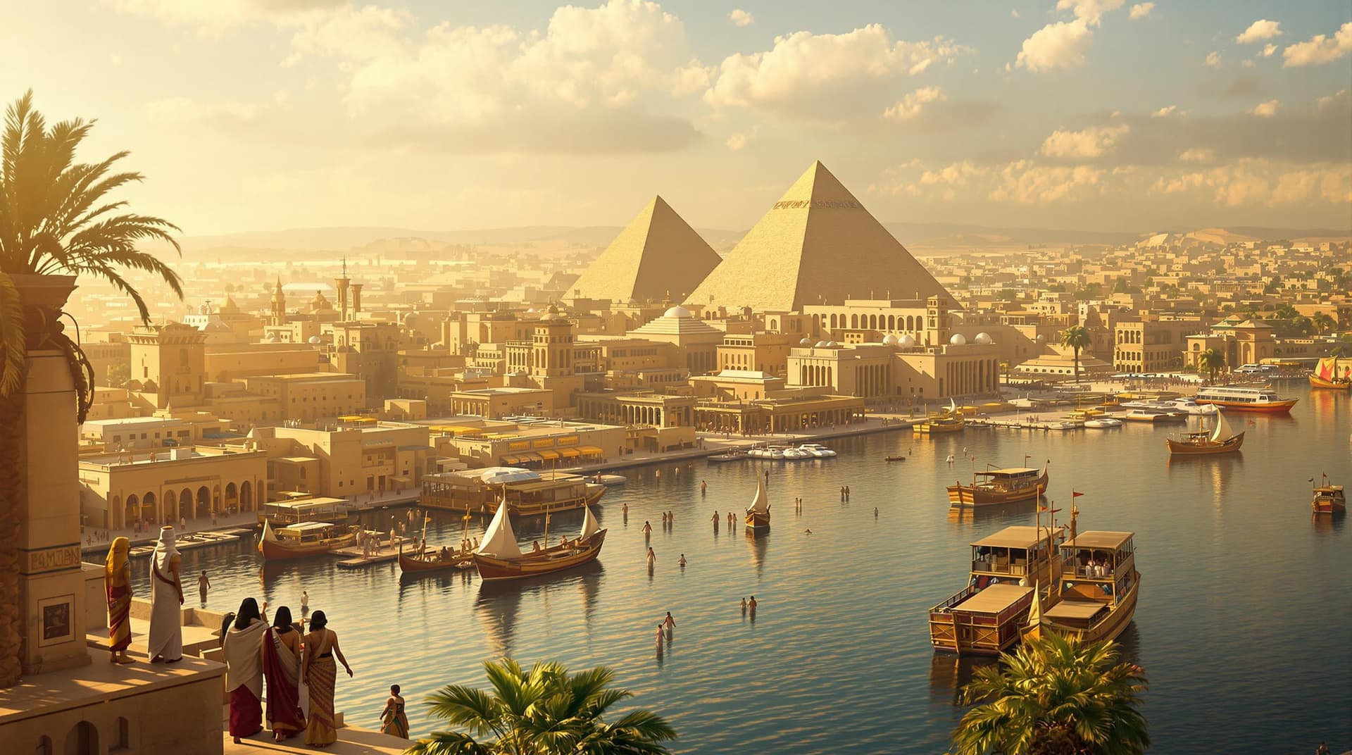 AI generated: The year is 300 BC (all people with ancient egyptian etire)
- The hugem ancient Egyptian capitol of ...