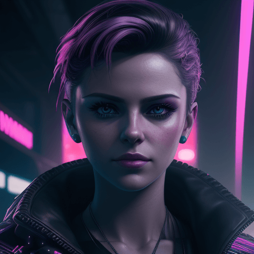 AI generated: A programmer looking forward, short but stylish hair, retrowave, synthwave, neon and dark, extreme d...