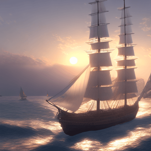 AI generated: Photo of a ultra realistic sailing ship, dramatic light, pale sunrise, cinematic lighting, battered,...