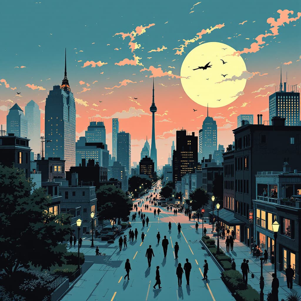 AI generated: An illustration of nightlife in new york inspired precise visuals blending details with surrealism w...