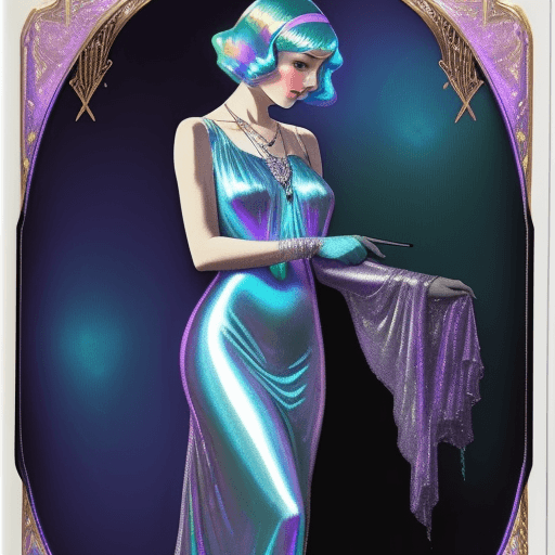 AI generated:  Beautiful stunning jazz age woman iridescent foil not worth it --ar 16:9