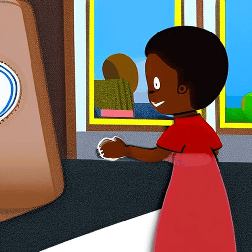 AI generated: a 2D  cartoon doctor with brown skin and a very happy face greeting his new patient, a young child s...