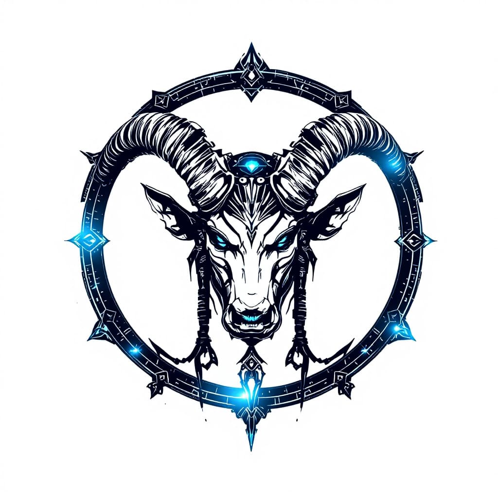 AI generated: Cyber Punk aquarian symbol on a white background