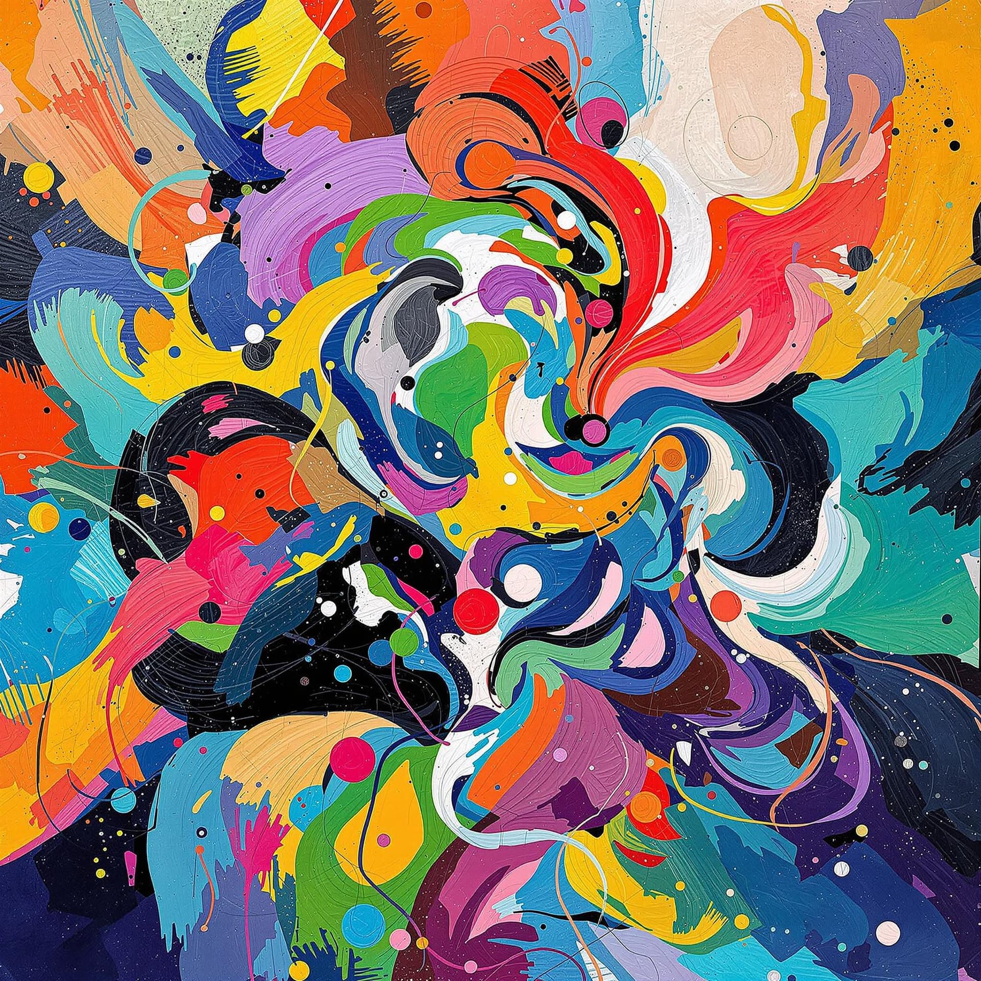 AI generated: Create a vibrant, abstract expressionist artwork featuring swirling, organic shapes and bold, gestur...