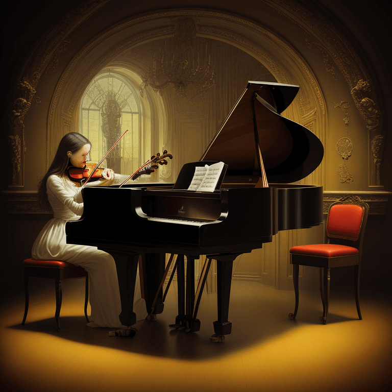 AI generated: music Album cover picture, classical music , surreal art, oil picture, radio, speaker, piano, violin...
