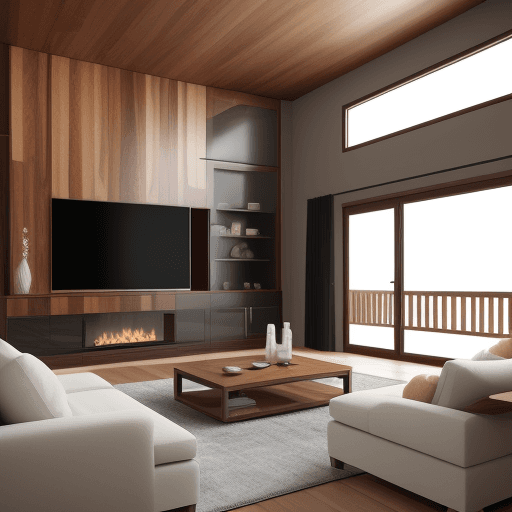 AI generated: Living room renderings to highlight the ultimate beauty of wood veneer8k