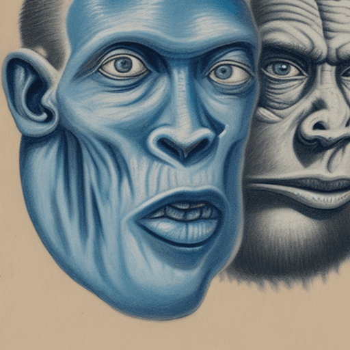 AI generated: Draw me an image that shows in a realistic way the head of a human looking slightly forward in blue,...