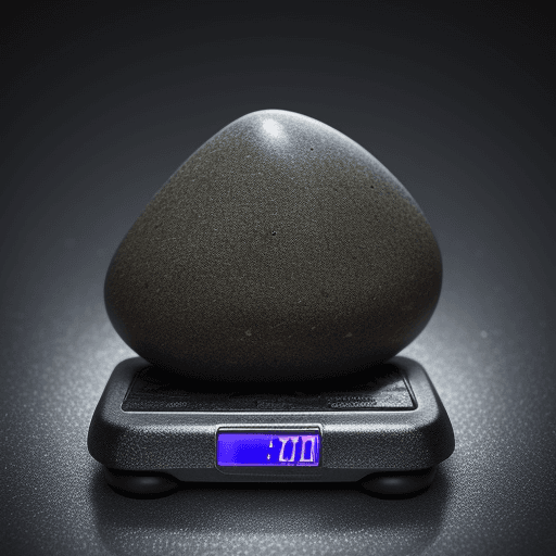 AI generated: A hash stone on an electronic scale weighing 1.034