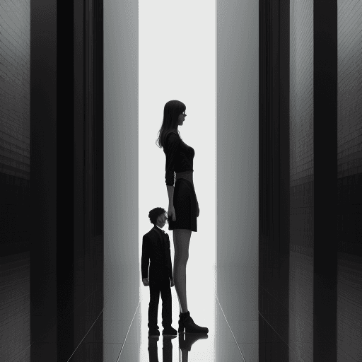 AI generated: Tall girl and short man, 4 k, ultra HD 