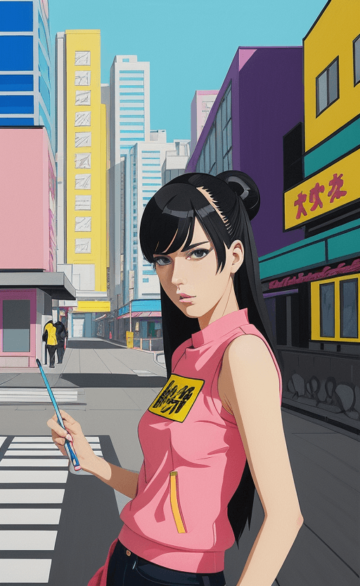 AI generated: Martina Joanna painting depicting modern urban princess, portrait, minimalism, bold colors, sharply ...