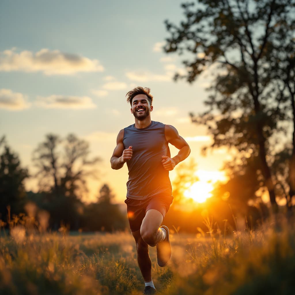 AI generated: Luis corriendo al amanecer en un parque, con ropa deportiva y una expresión de entusiasmo.
