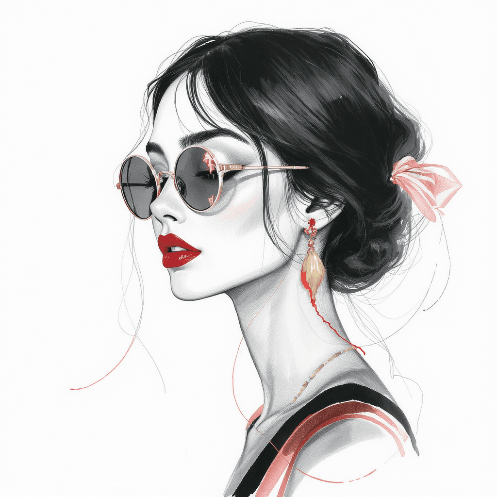 AI generated: an illustration of a woman in black and white, in the style of red, mario testino, serene faces, eff...