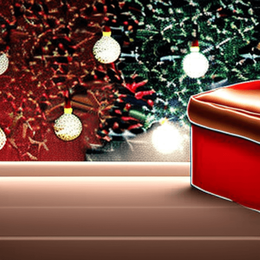 AI generated: santa laying on sofa sleeping warm cabin couch couch gift box christmas tree lights cartoon 3d style...