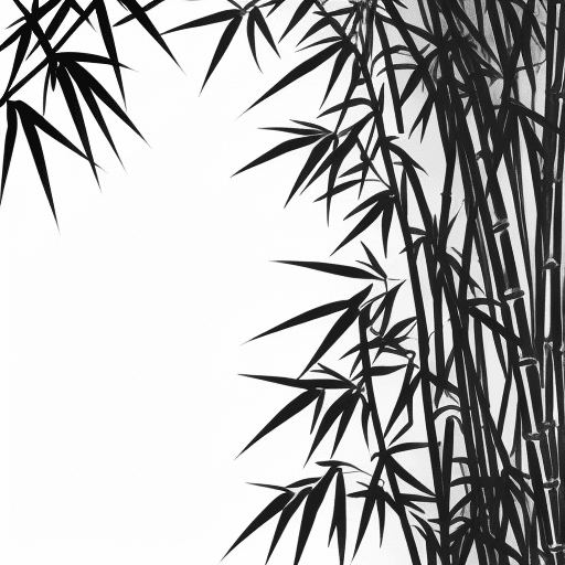 AI generated: Bamboo and bamboo leaves in black and white